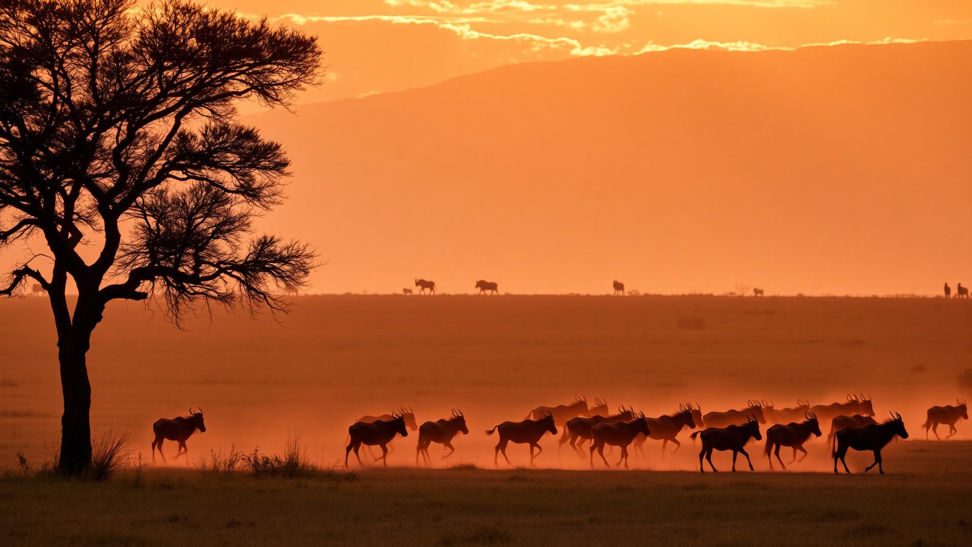 African landscape at sunset